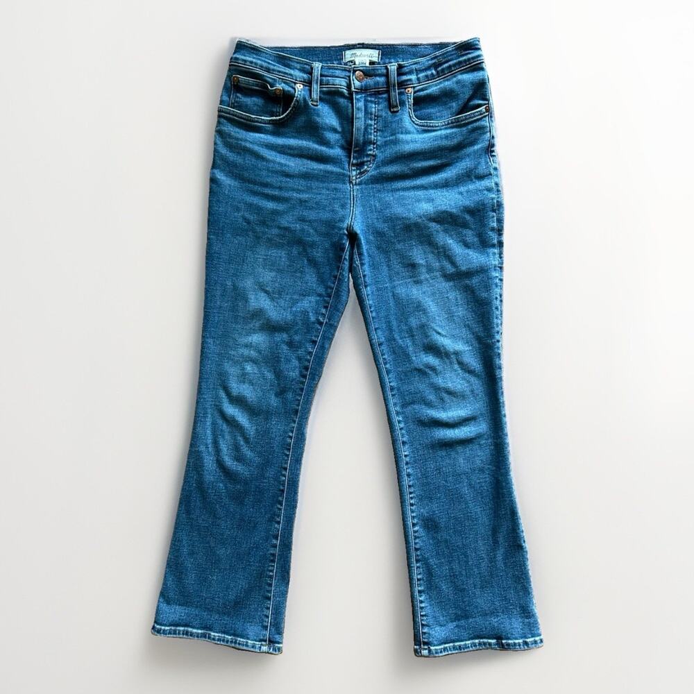 MADEWELL Mid-Rise Kick Out Crop Jeans Women's Size 29 Flare Ankle Denim Stretch